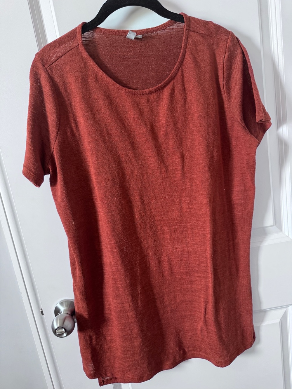 ASOS Short-Sleeve Scoop Neck Tee in Rust-8